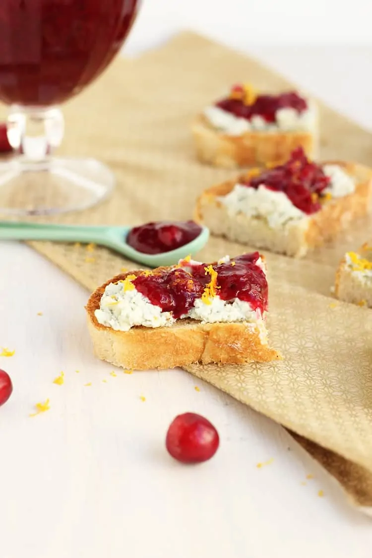 Cranberry Crostini with Blue Cheese