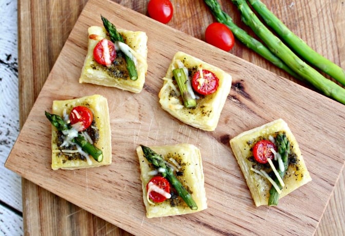 Asparagus Tomato  Squares with Parmesan Cheese