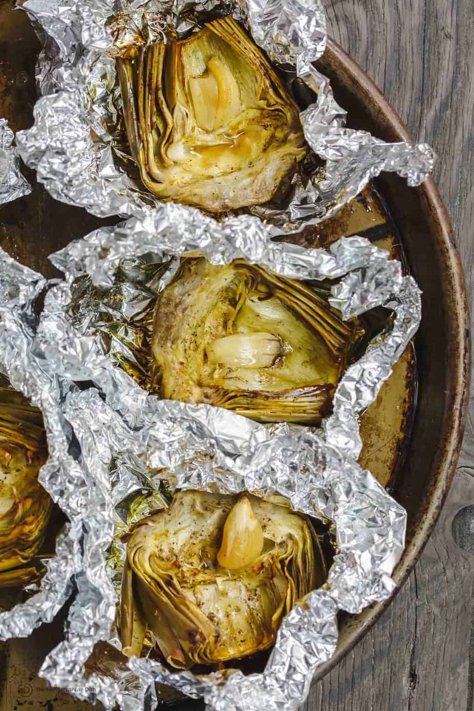 Roasted Artichoke in Foil Appetizer Girl