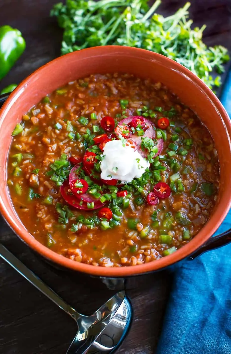 Vegan Stuffed Pepper Soup with Red Lentils