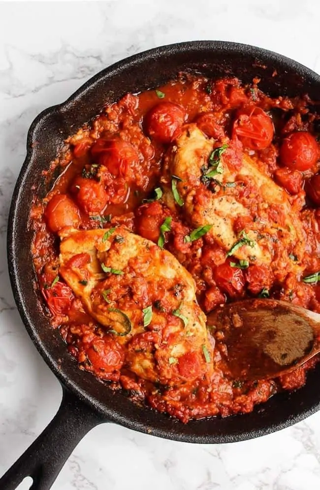 Chicken in Fresh Tomatoes-Basil