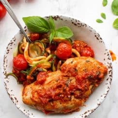 Chicken with Fresh Tomatoes-Basil and Zucchini