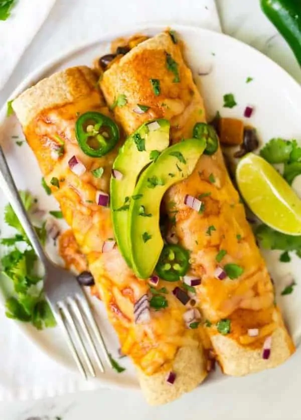 Vegetarian Enchiladas with Black Beans and Butternut Squash